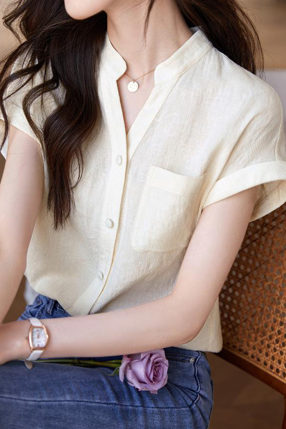 Solid Color Jacquard Shirt - liwisi