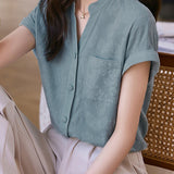 Solid Color Jacquard Shirt - liwisi