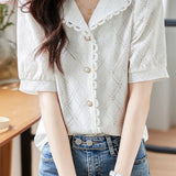 Vintage Lace Splicing Shirt - liwisi