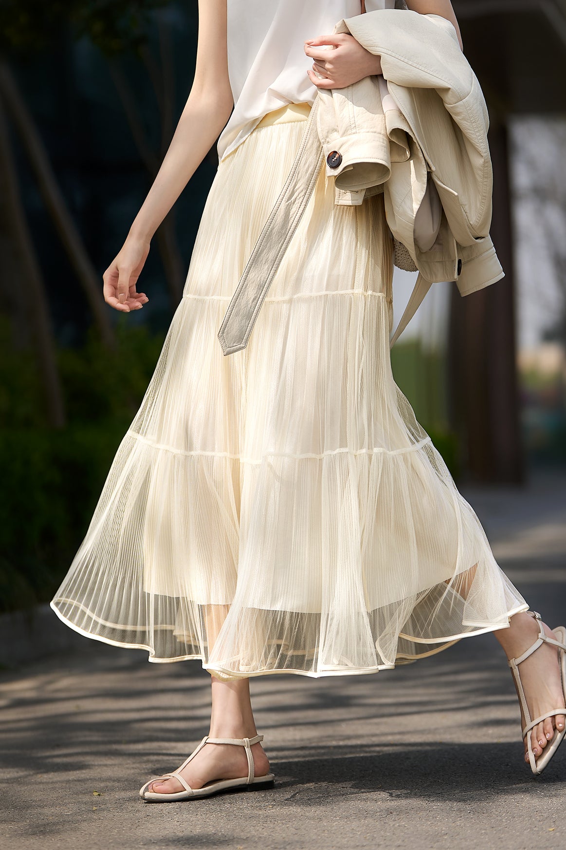 French Vintage Pleated Midi Skirt - liwisi