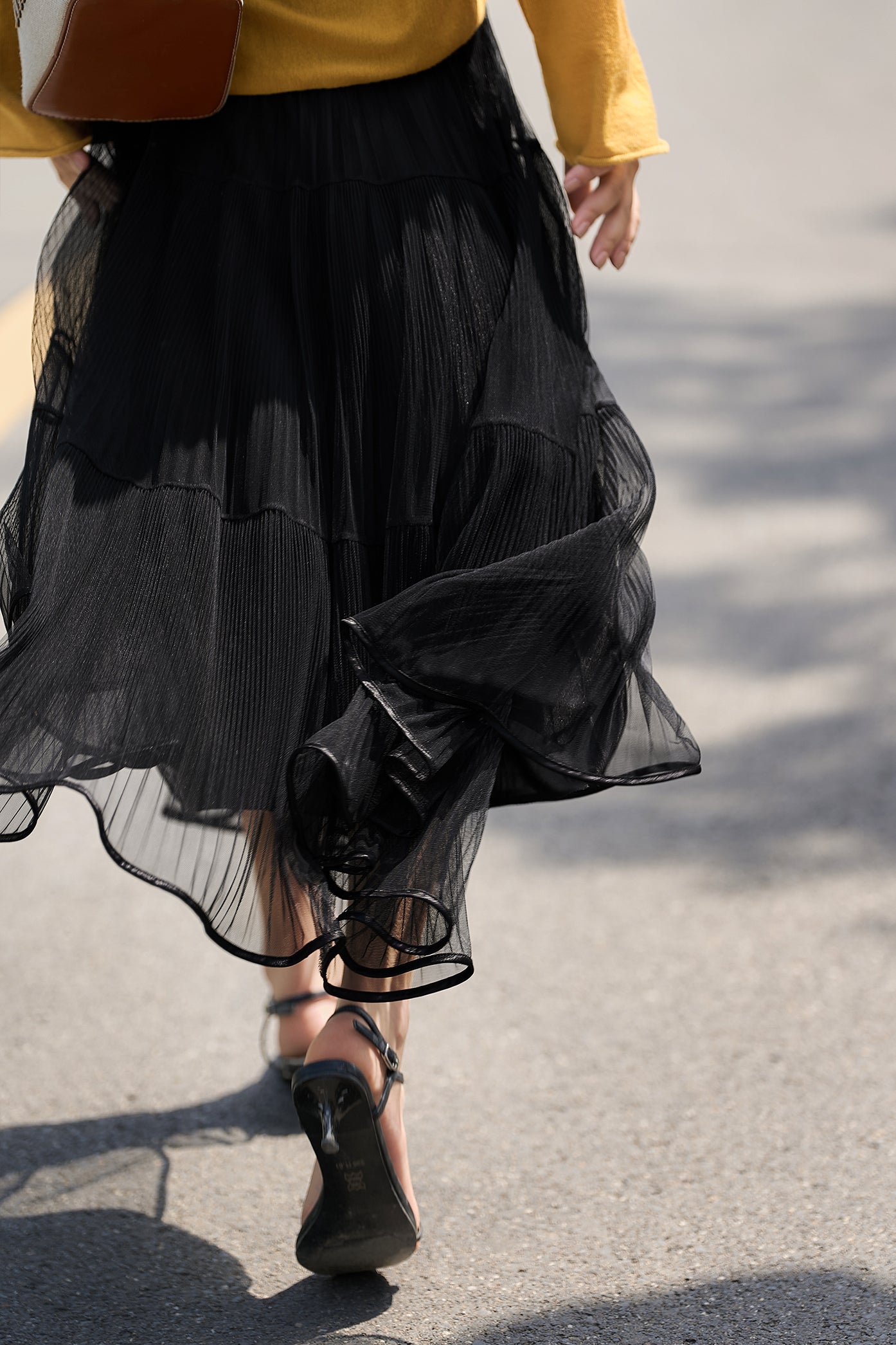 French Vintage Pleated Midi Skirt - liwisi