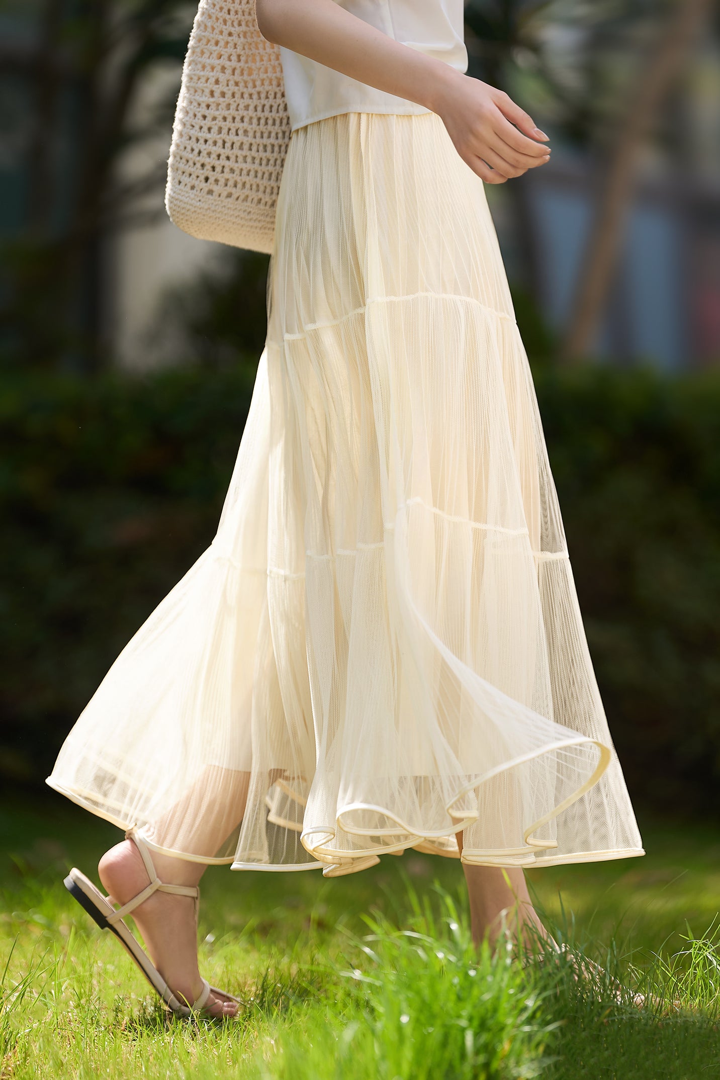 French Vintage Pleated Midi Skirt - liwisi