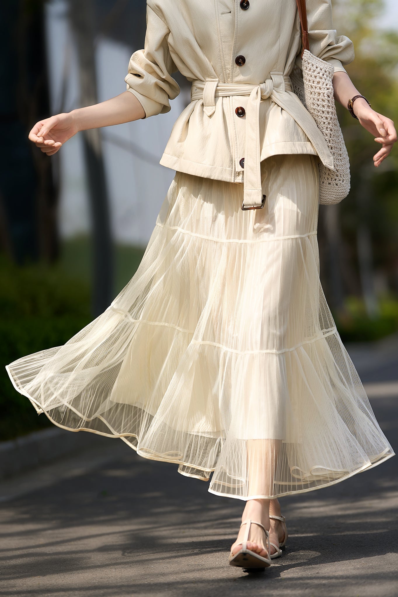 French Vintage Pleated Midi Skirt - liwisi