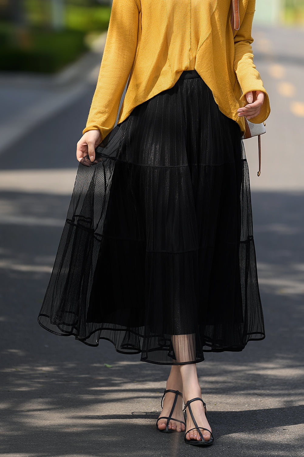 French Vintage Pleated Midi Skirt - liwisi