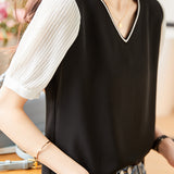 French Style V-Neck Chiffon Shirt - liwisi