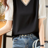 French Style V-Neck Chiffon Shirt - liwisi