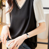 French Style V-Neck Chiffon Shirt - liwisi