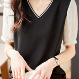 French Style V-Neck Chiffon Shirt - liwisi