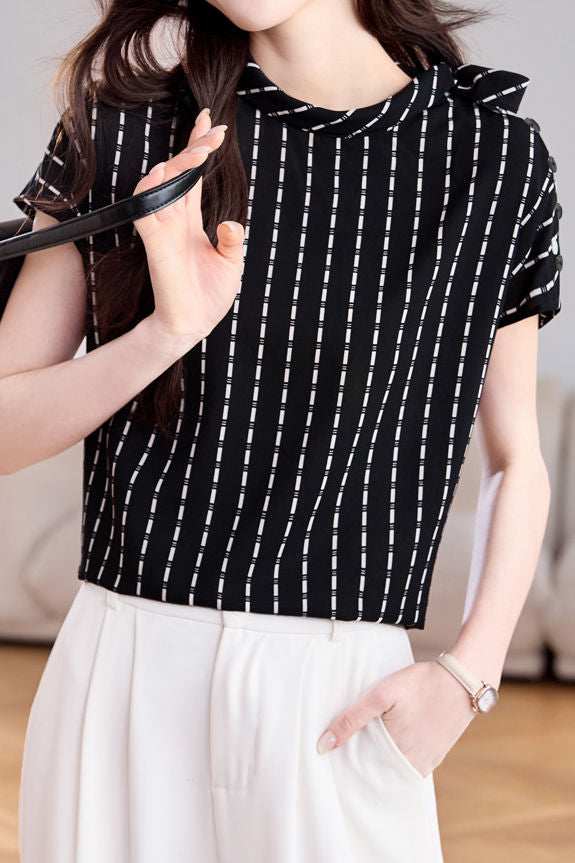 Minimalist Striped Ribbon Shirt - liwisi