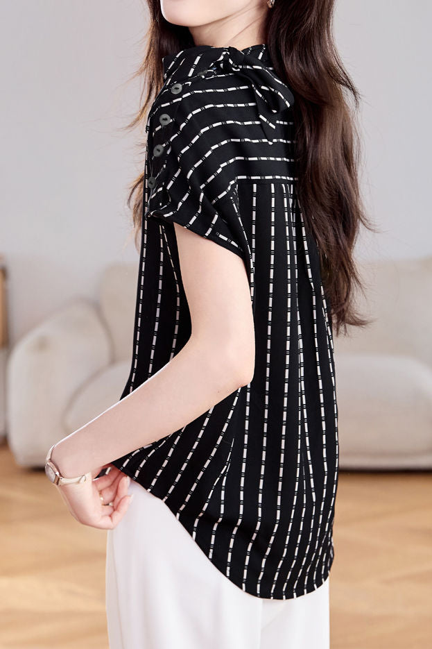 Minimalist Striped Ribbon Shirt - liwisi