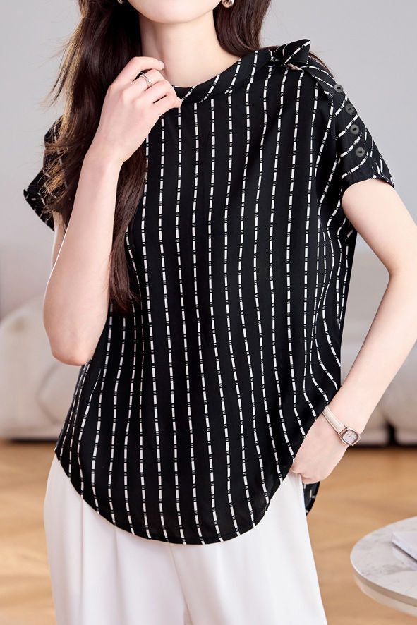 Minimalist Striped Ribbon Shirt - liwisi