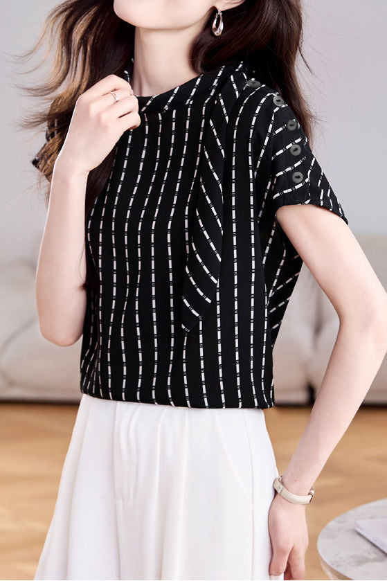 Minimalist Striped Ribbon Shirt - liwisi