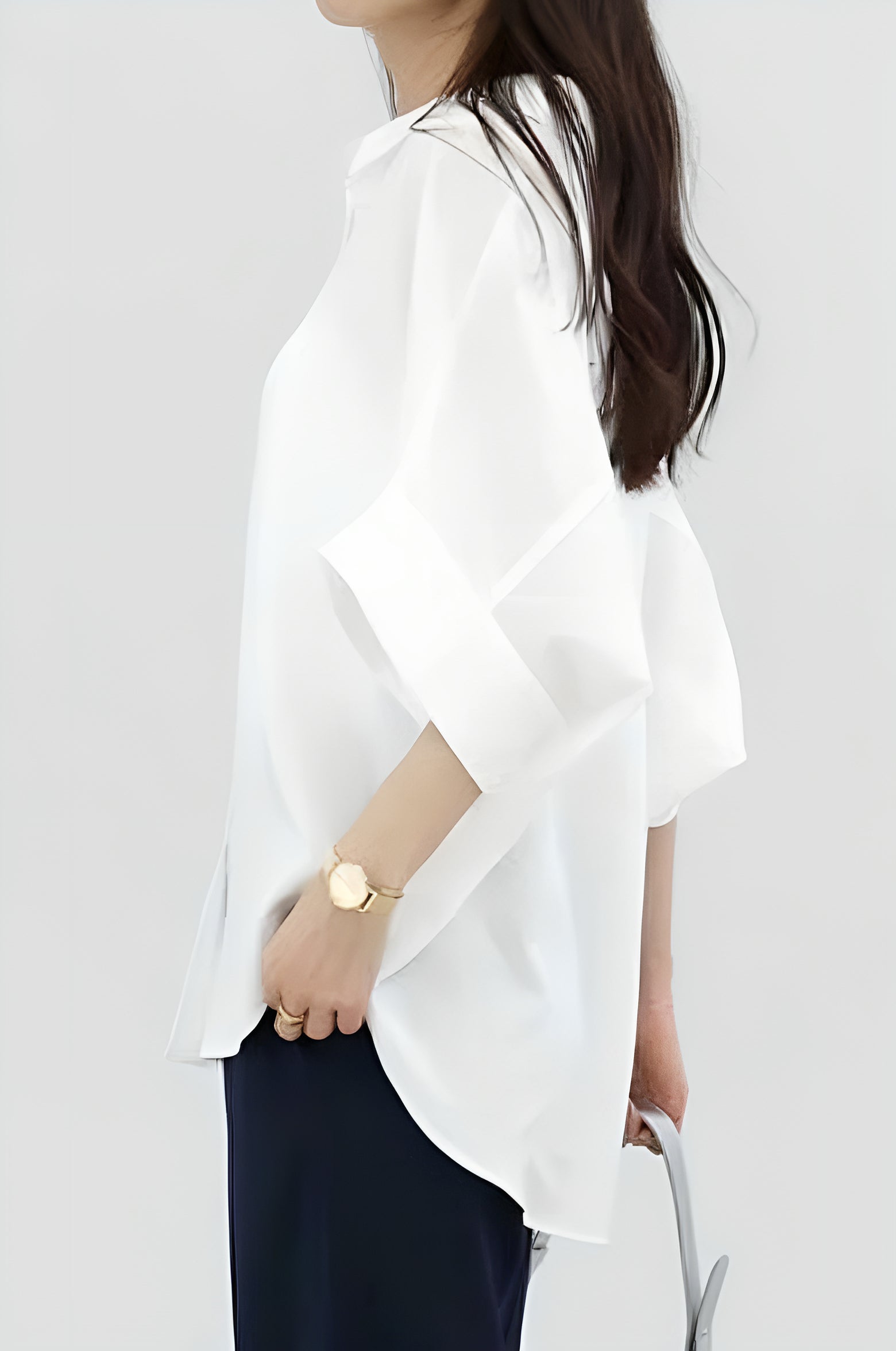 Batwing Sleeve Lapel Button-Up Shirt - liwisi