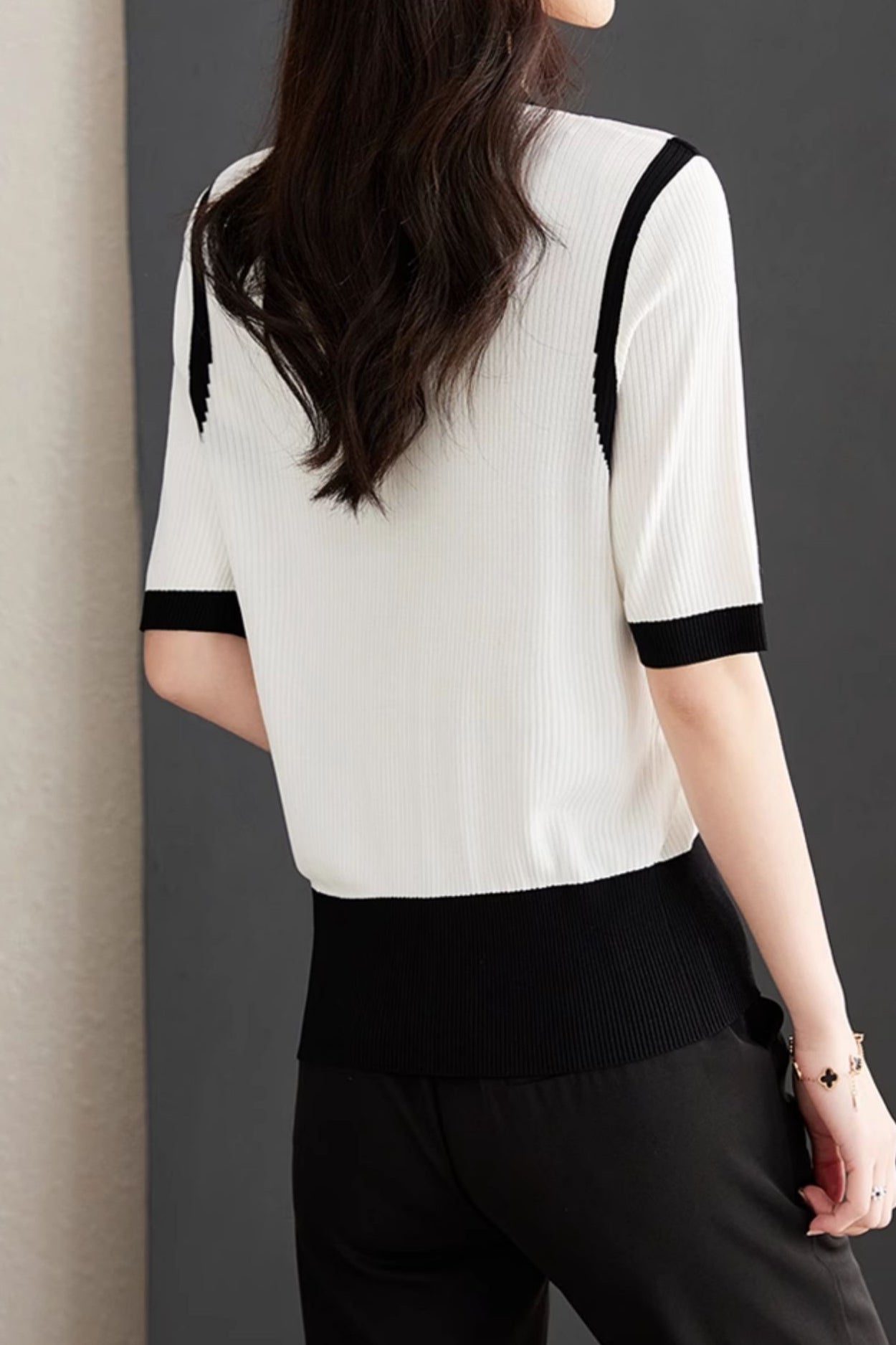 Minimalist Color Block Knit Sweater - liwisi