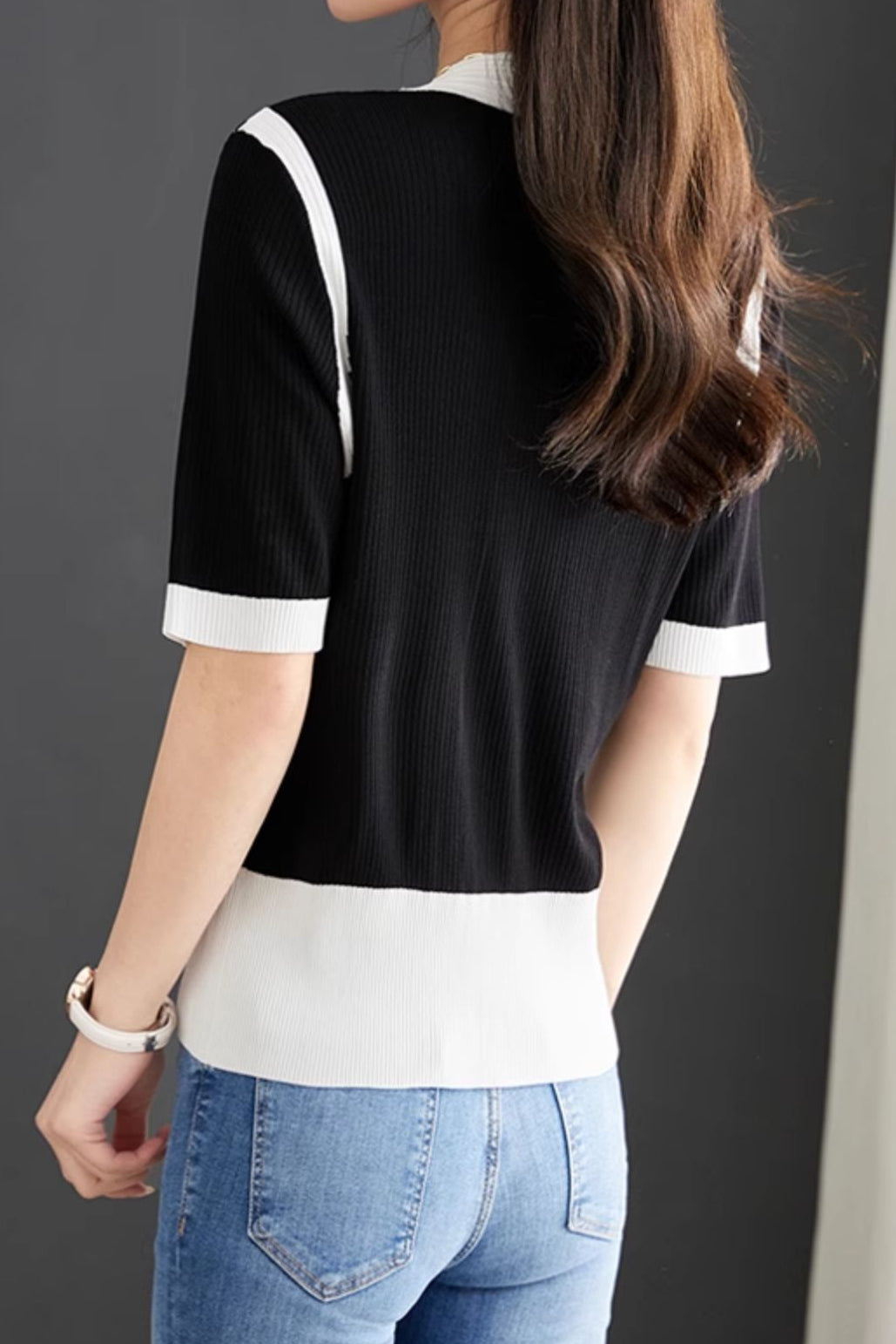 Minimalist Color Block Knit Sweater - liwisi