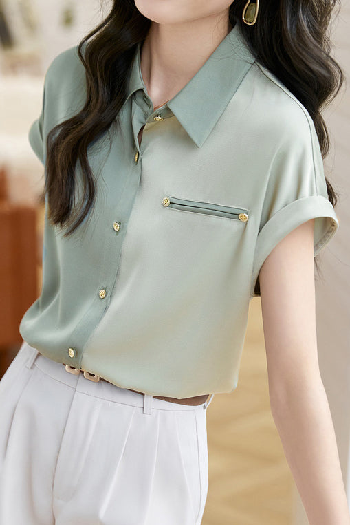 Versatile Color Block Shoulder Panel Shirt - liwisi