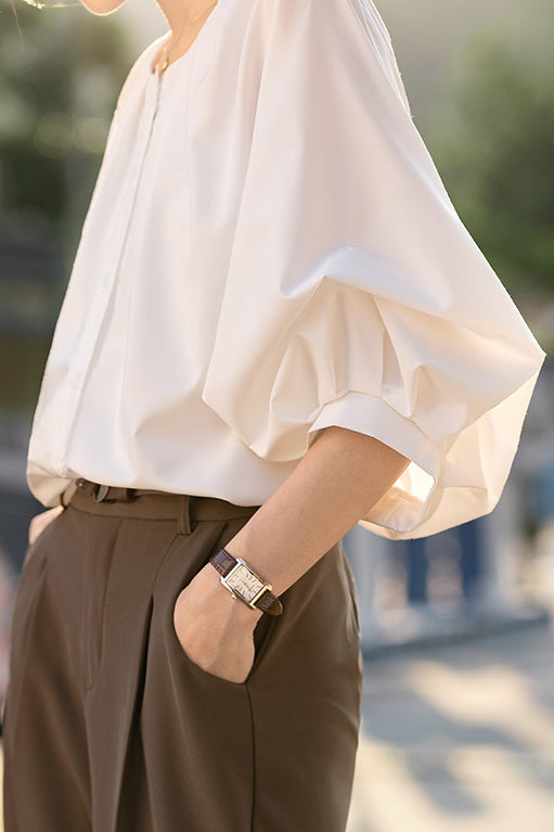 French Vintage Puff Sleeve Shirt - liwisi