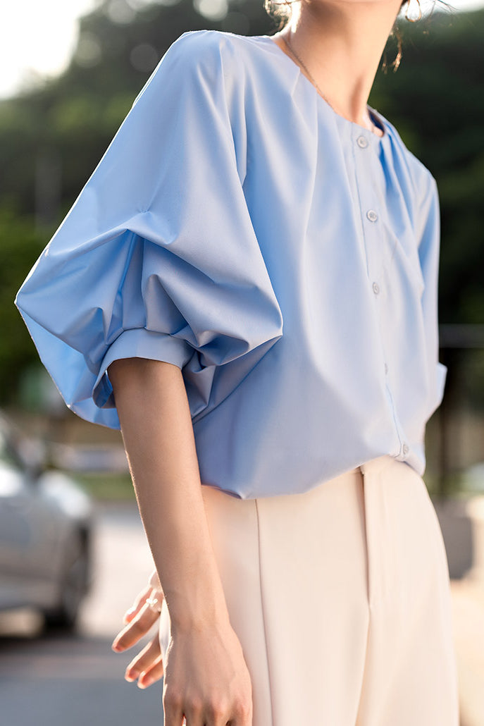 French Vintage Puff Sleeve Shirt - liwisi