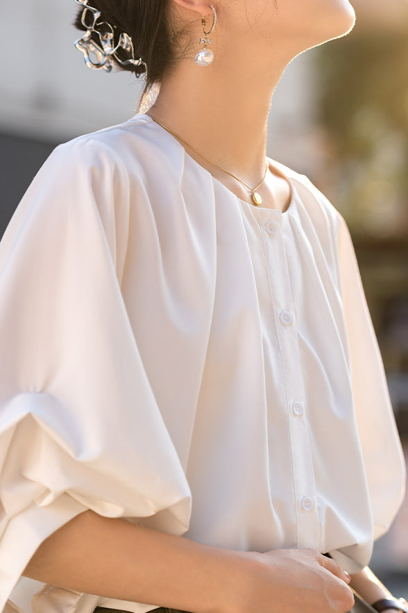 French Vintage Puff Sleeve Shirt - liwisi