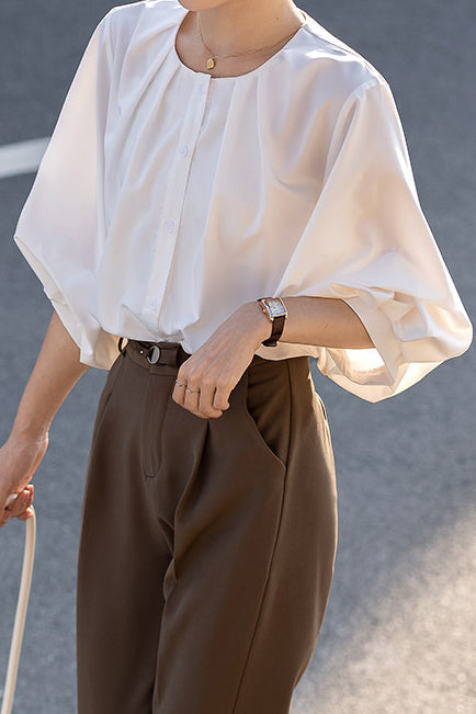 French Vintage Puff Sleeve Shirt - liwisi