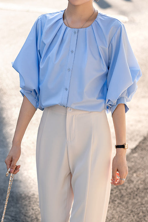French Vintage Puff Sleeve Shirt - liwisi