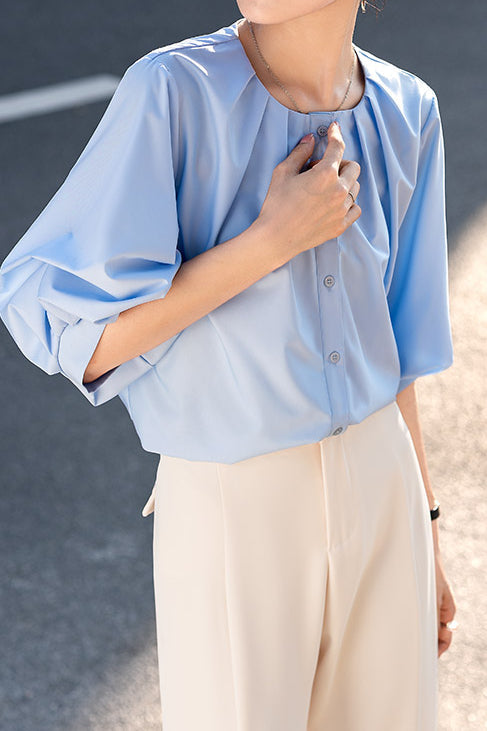 French Vintage Puff Sleeve Shirt - liwisi