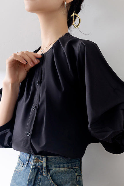 French Vintage Puff Sleeve Shirt - liwisi