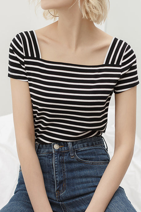 Casual Striped Short Sleeve T-Shirt - liwisi