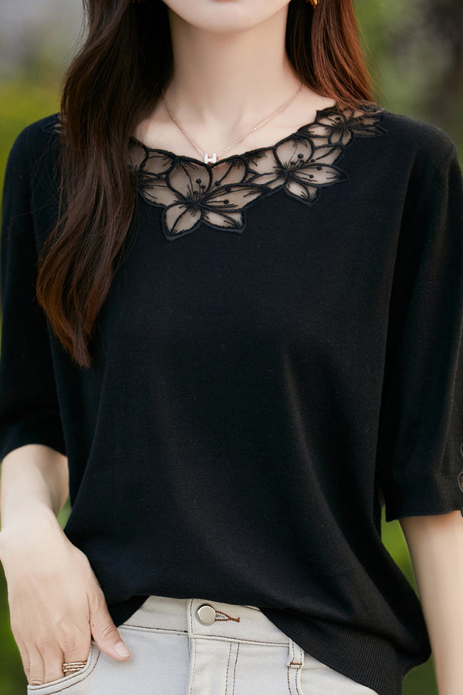 Elegant Hollow Knit Top - liwisi