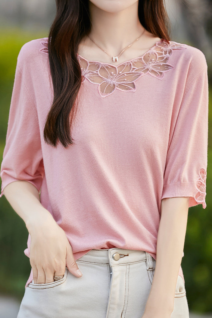 Elegant Hollow Knit Top - liwisi
