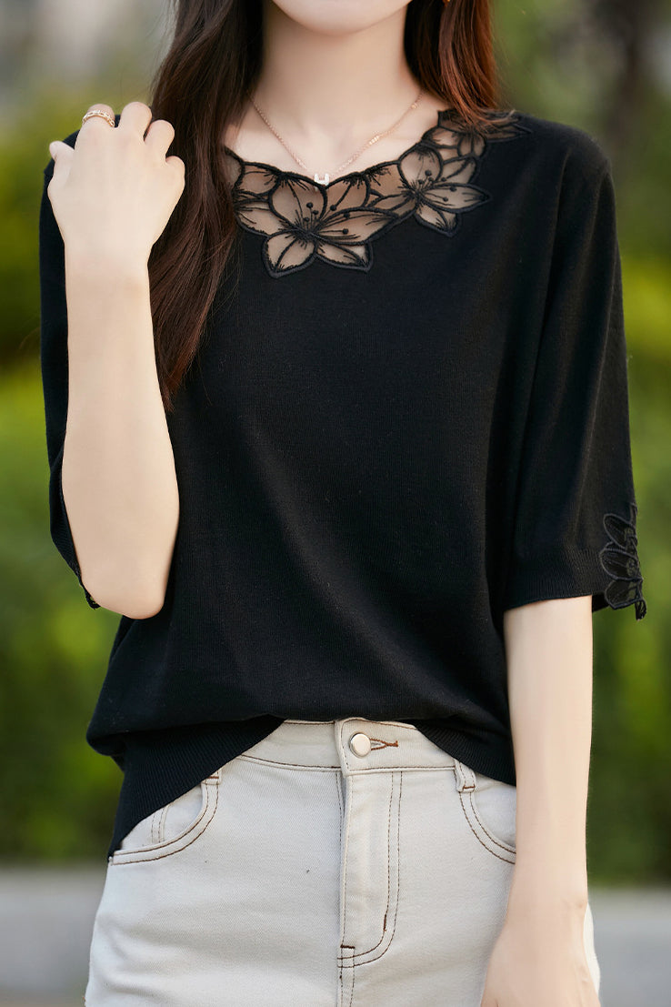 Elegant Hollow Knit Top - liwisi