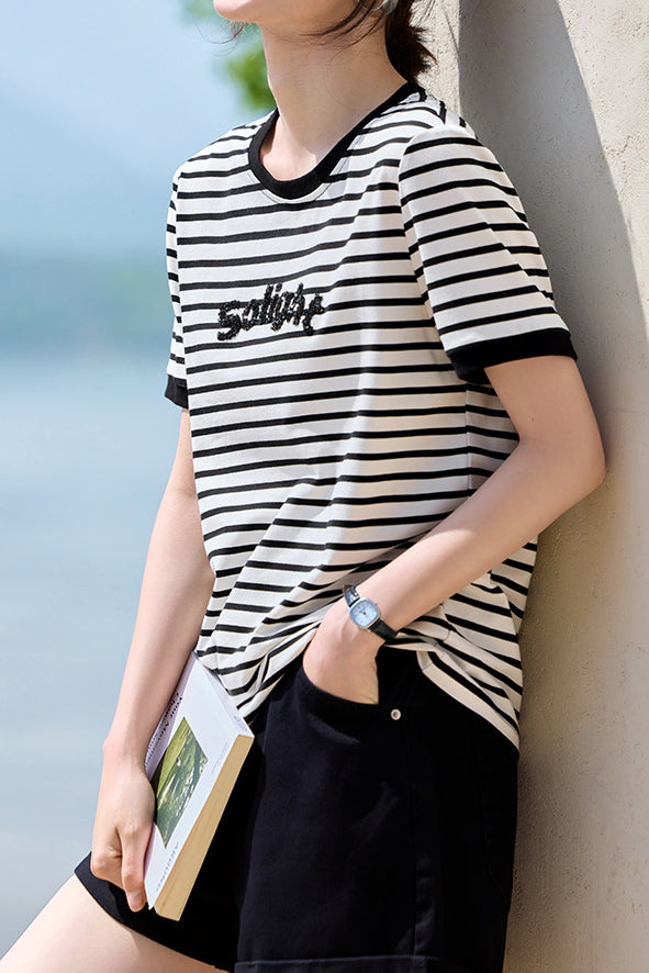 Casual Striped Short-Sleeve T-Shirt - liwisi