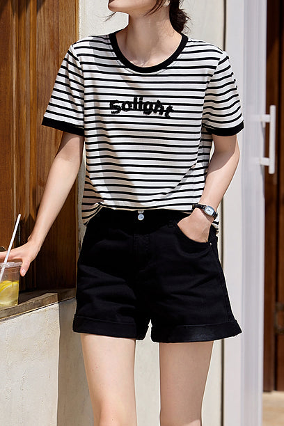 Casual Striped Short-Sleeve T-Shirt - liwisi