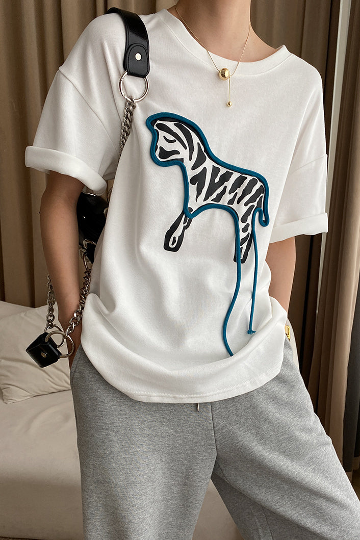 Cute Fun Zebra Print T-Shirt - liwisi
