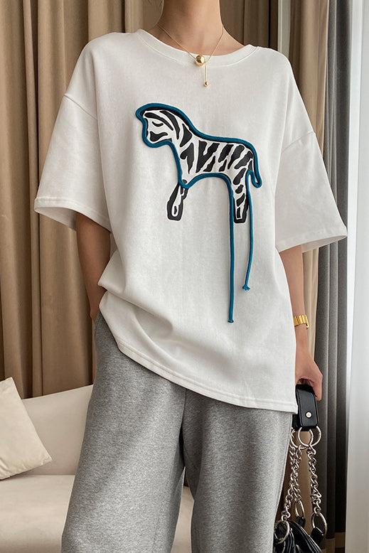 Cute Fun Zebra Print T-Shirt - liwisi