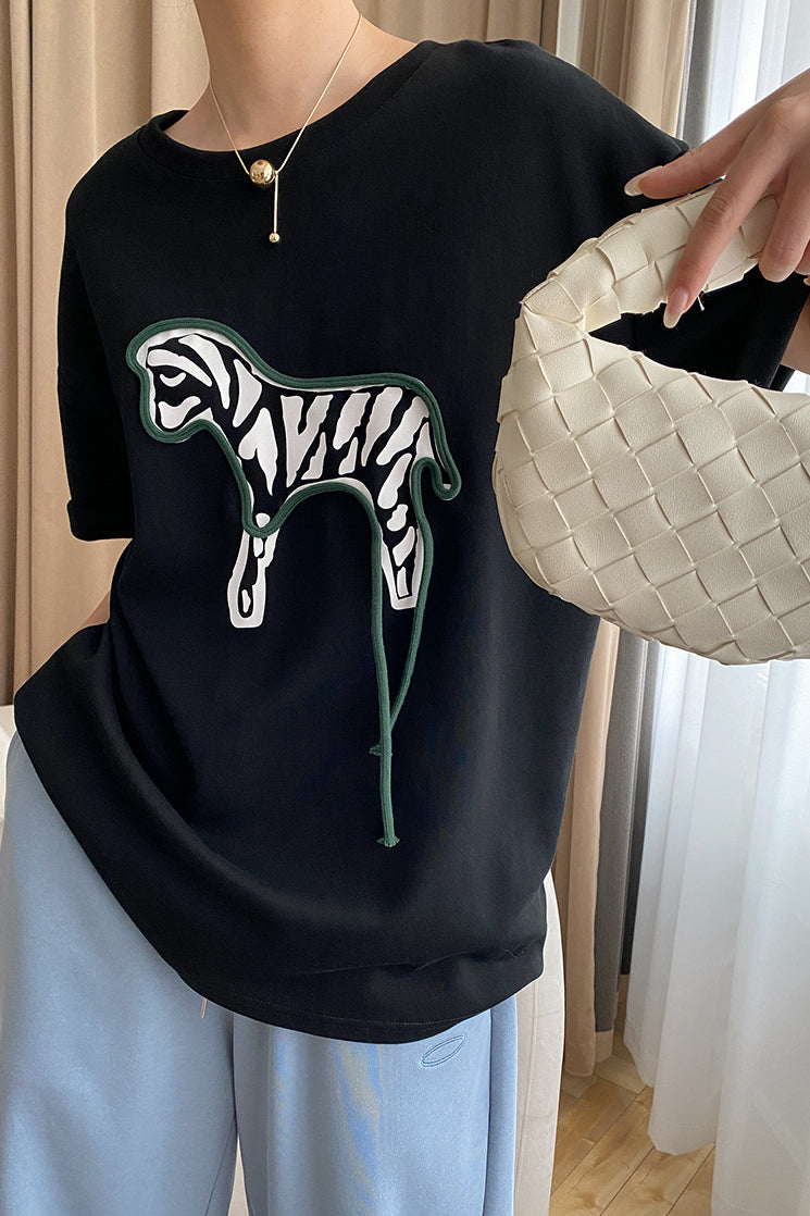 Cute Fun Zebra Print T-Shirt - liwisi