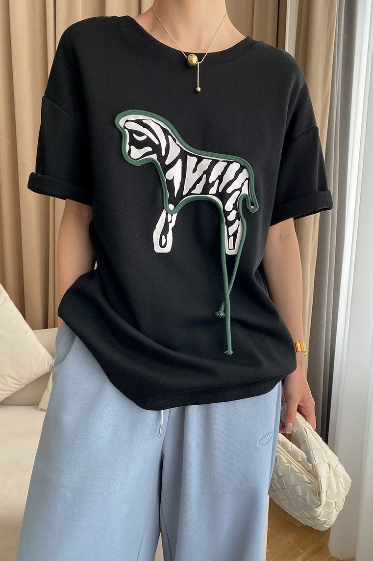 Cute Fun Zebra Print T-Shirt - liwisi