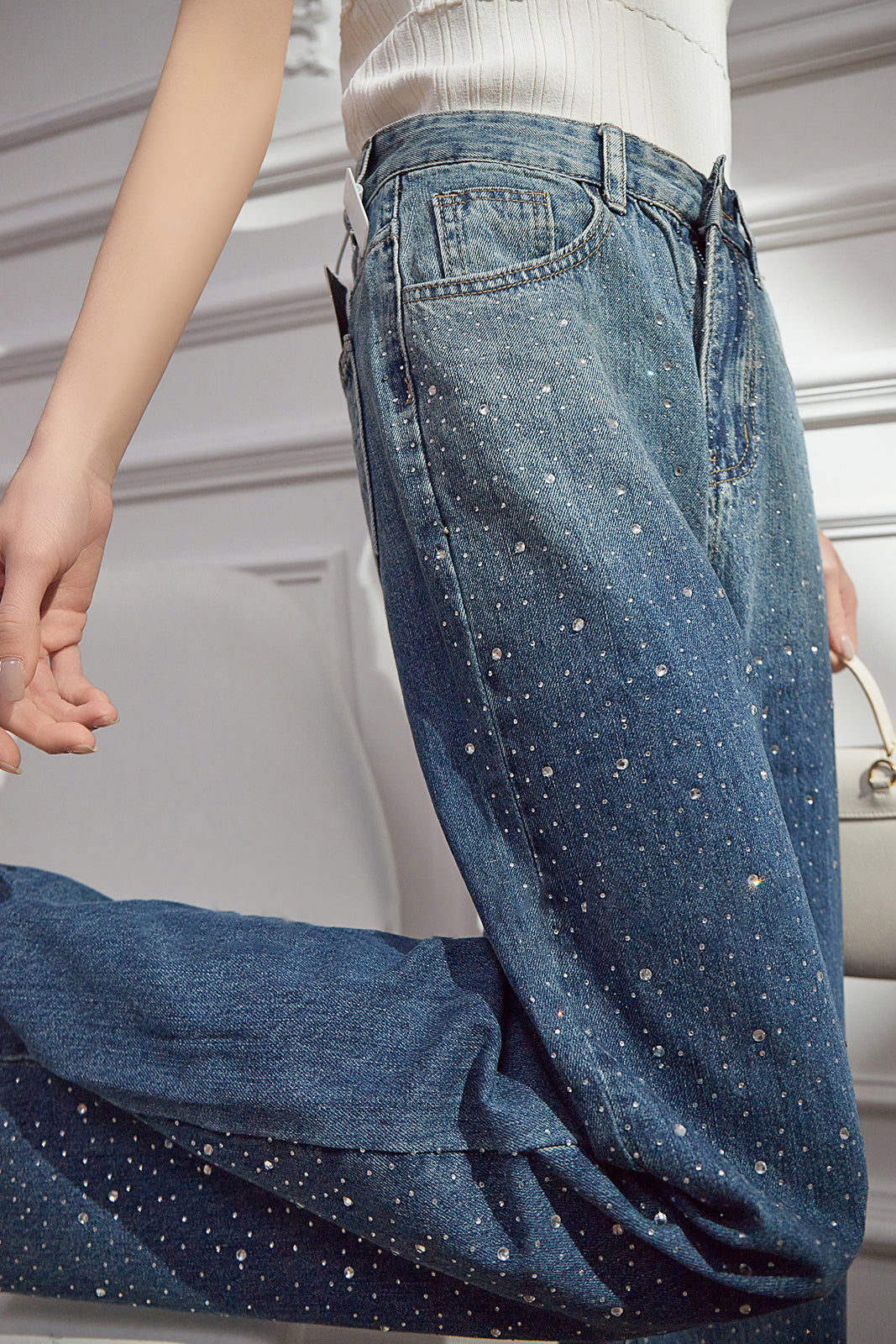 Fashion Gradient Rhinestone Jeans - liwisi