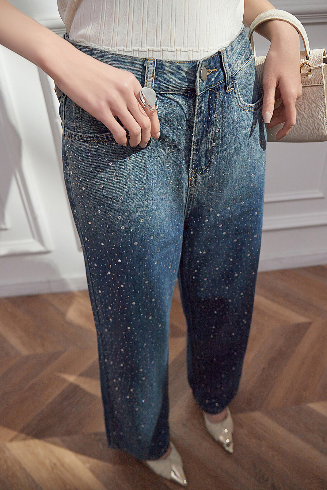 Fashion Gradient Rhinestone Jeans - liwisi