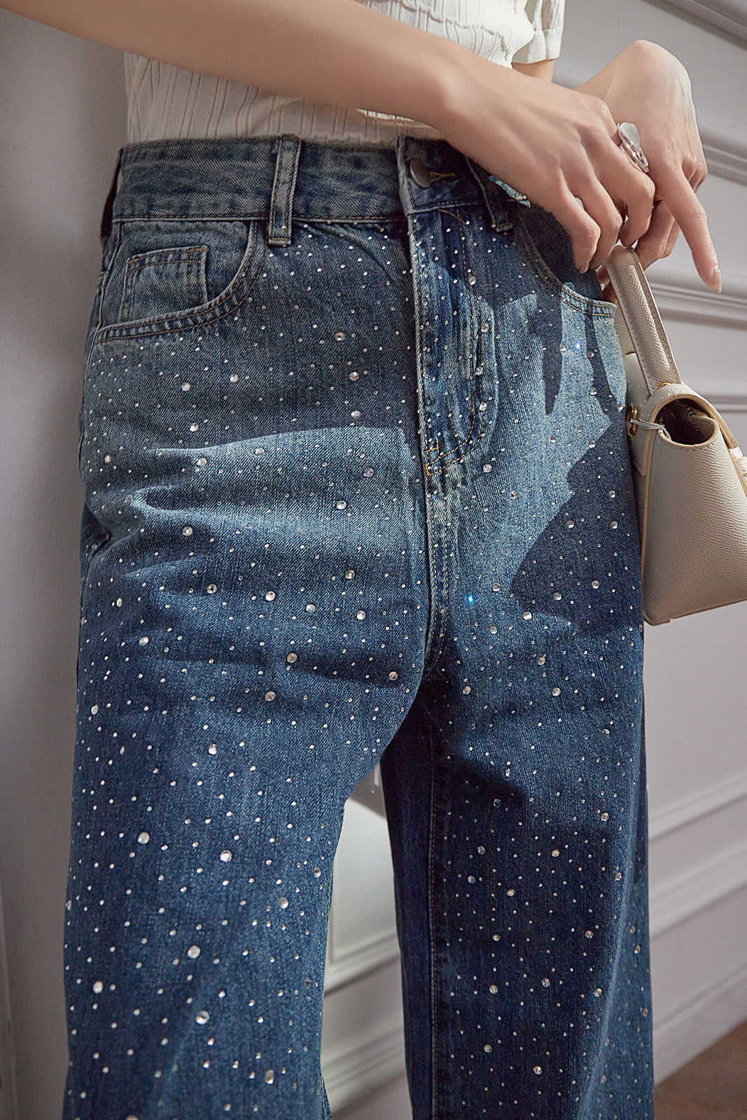 Fashion Gradient Rhinestone Jeans - liwisi