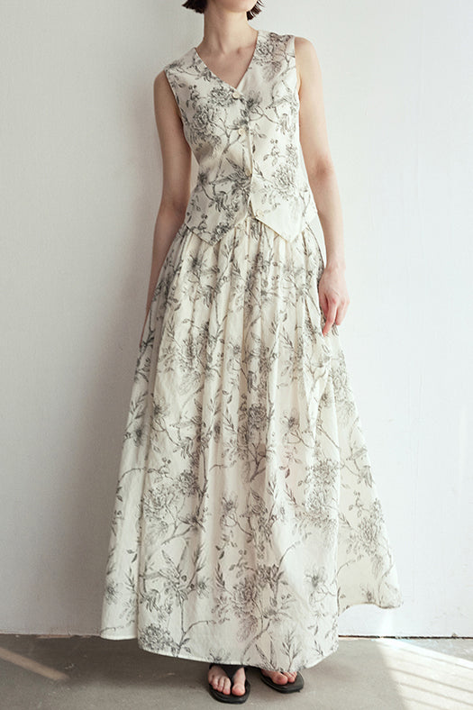 Floral Print Half-Skirt Set - liwisi