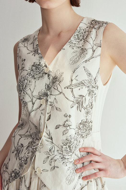 Floral Print Half-Skirt Set - liwisi