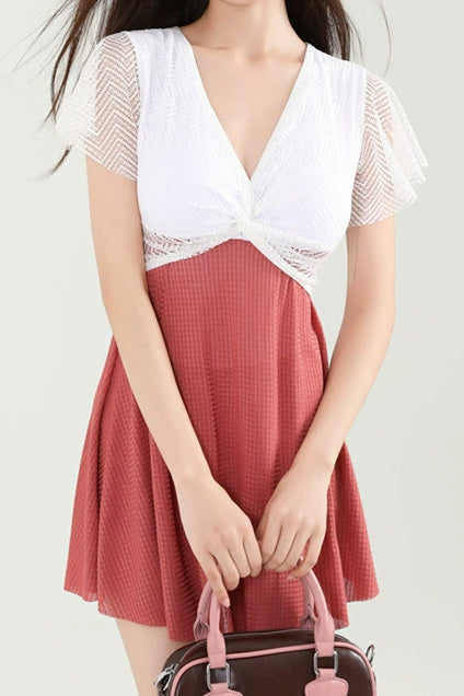 Color Block Skirted Swimsuit - liwisi