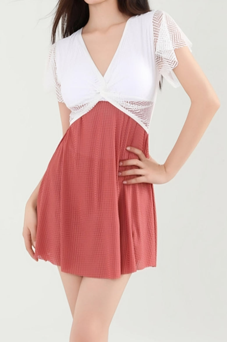 Color Block Skirted Swimsuit - liwisi