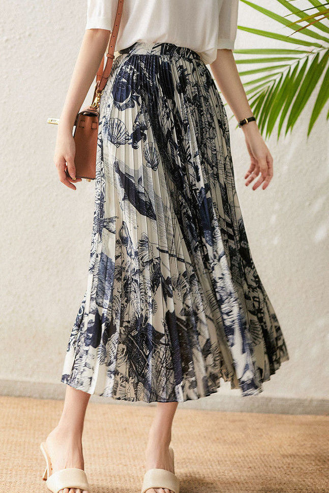 Lightweight Pleated Midi Skirt - liwisi
