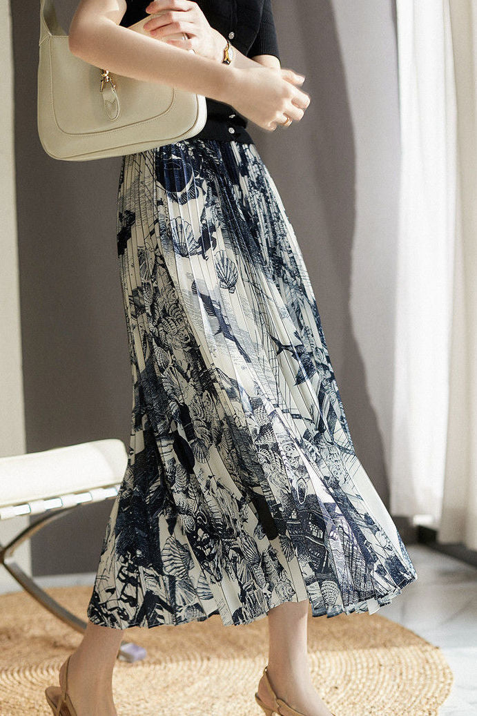 Lightweight Pleated Midi Skirt - liwisi