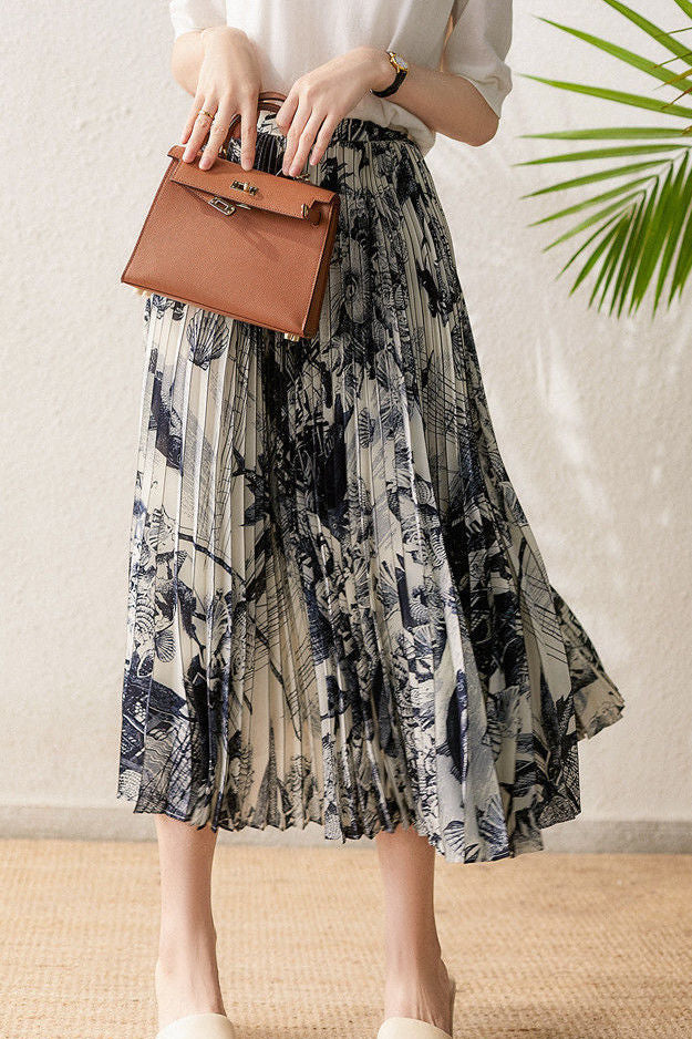 Lightweight Pleated Midi Skirt - liwisi
