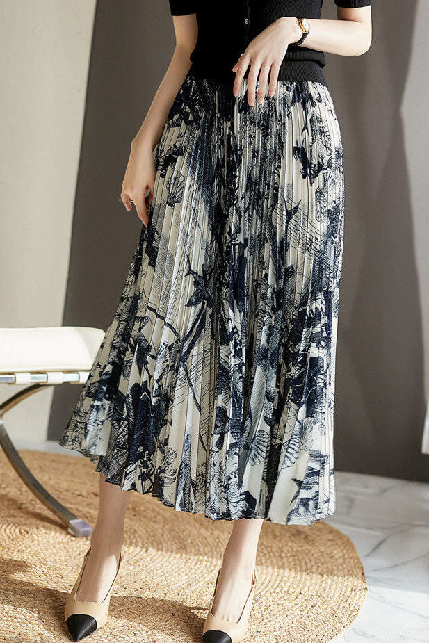 Lightweight Pleated Midi Skirt - liwisi