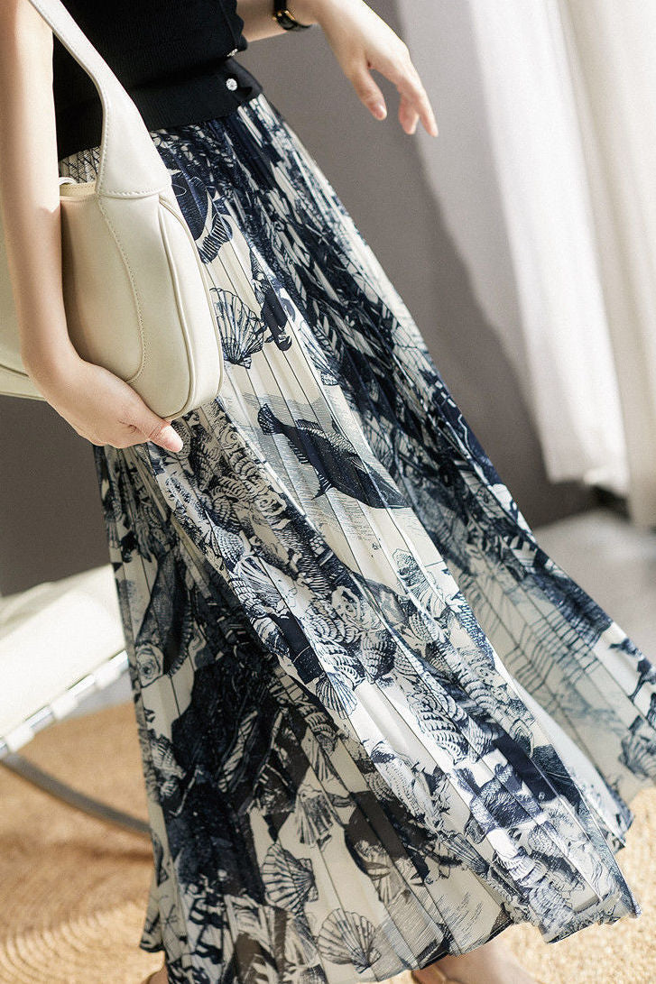 Lightweight Pleated Midi Skirt - liwisi