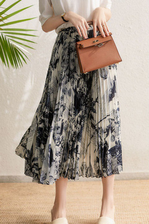 Lightweight Pleated Midi Skirt - liwisi